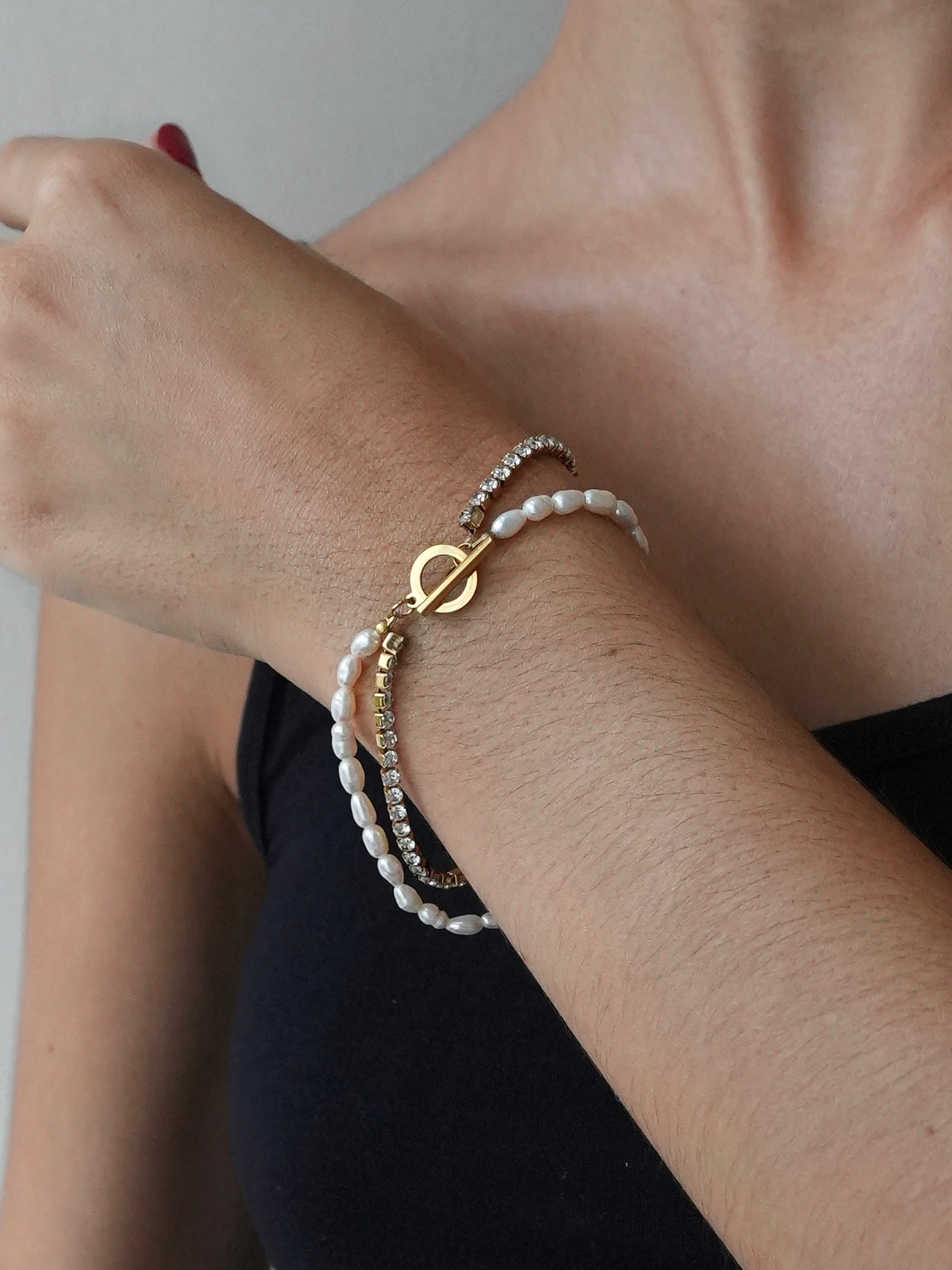 Sera Perlearmbånd med Diamanter