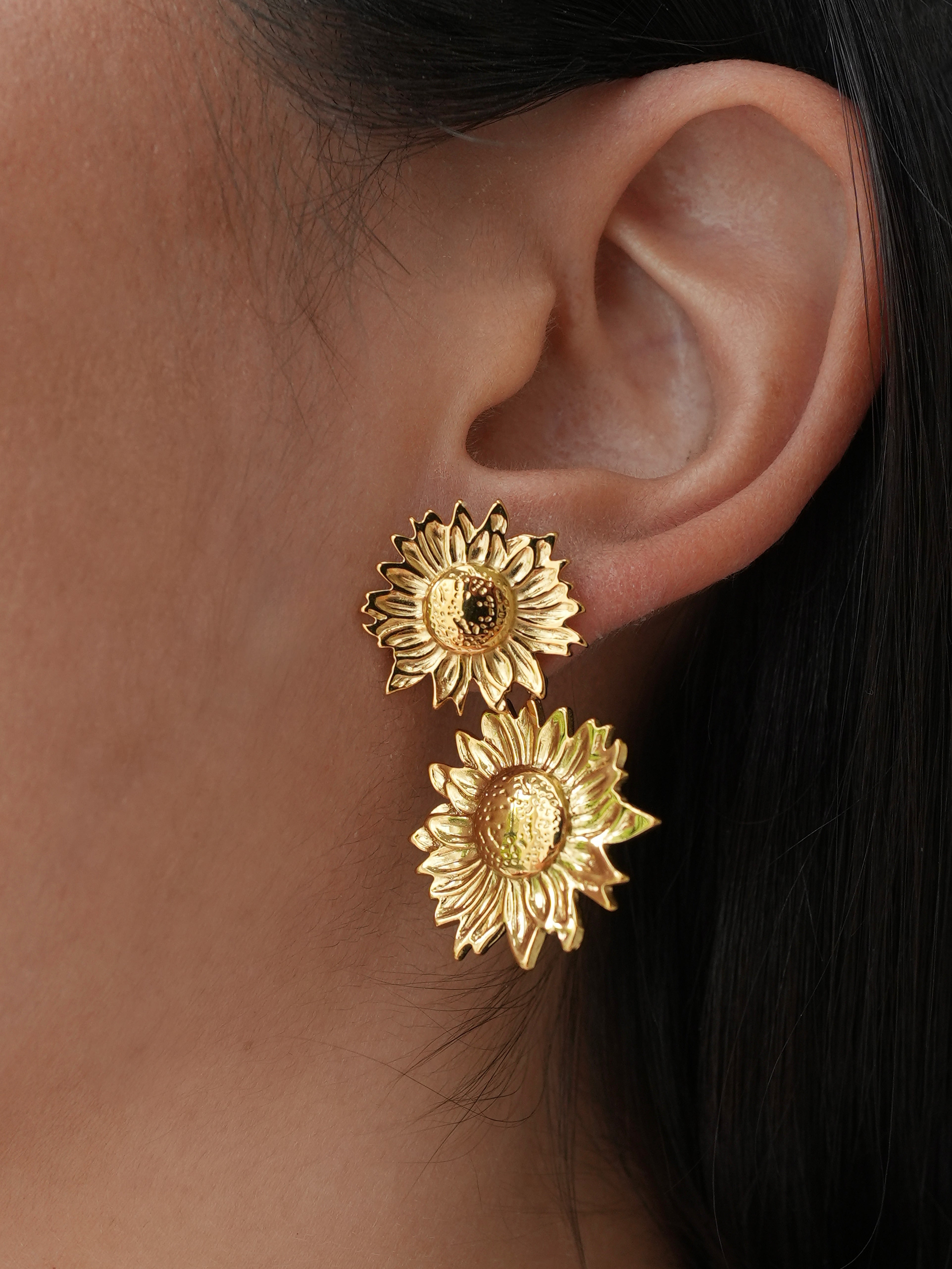 Sunflower Øreringe 18K Guldbelagt